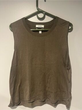COS Relaxed Knit Sleeveless Top - Khaki Green - Missing Fabric Tag